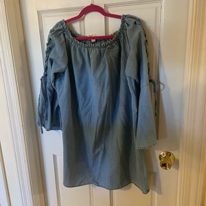 Denim off the Shoulder Short Dress Forever 21